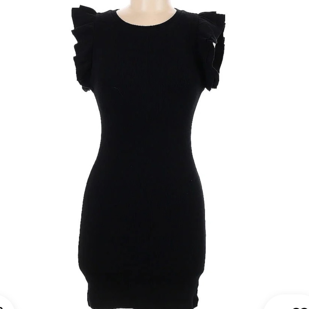 ZARA Black Tank Mini Dress With Ruffle Sleeve Detail NWT Size Small